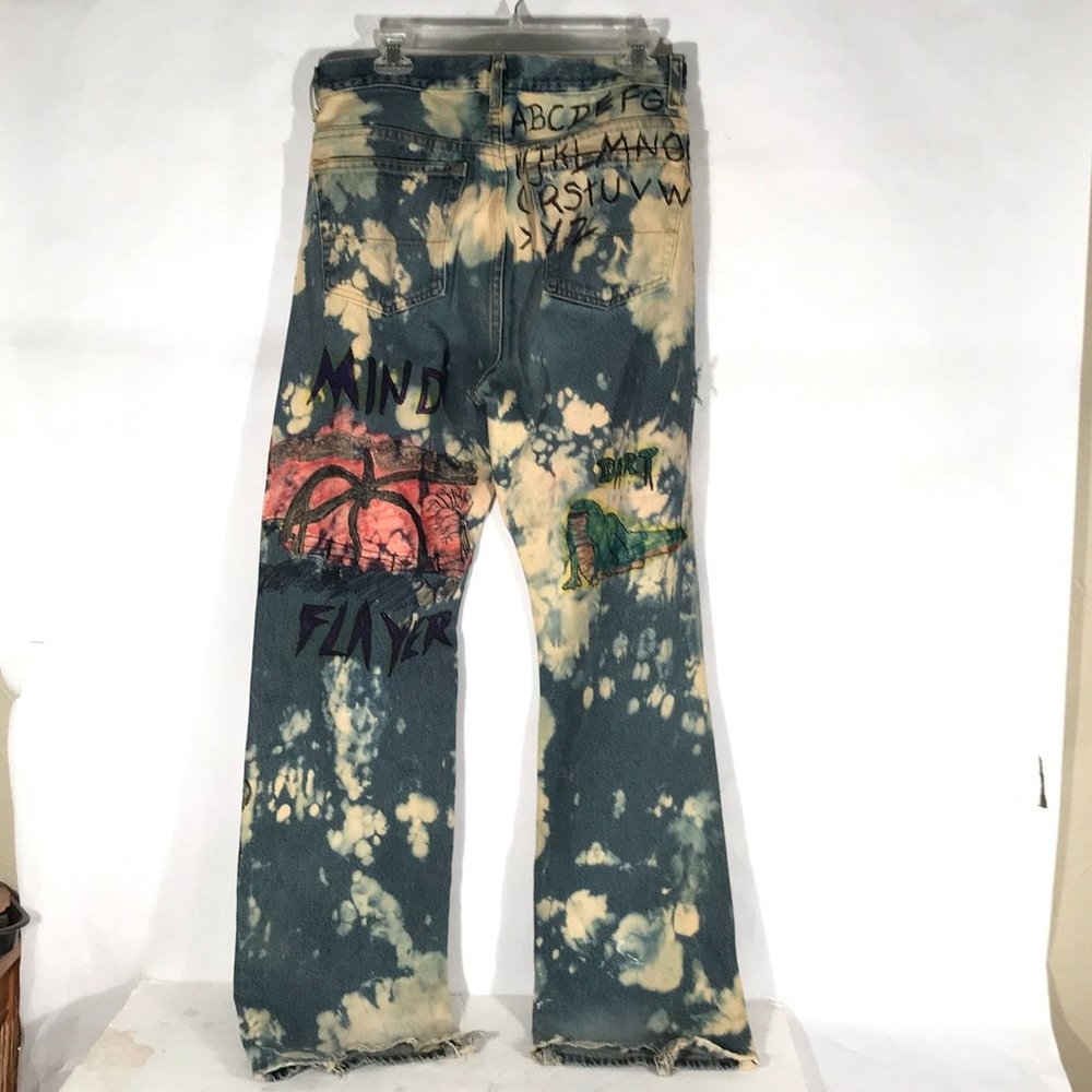 Stranger Things Hand Painted Jeans Tie Dyed 34x34 - Picture 4 of 15